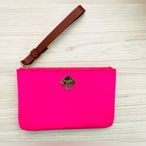 Kate Spade hot pink leather wristlet